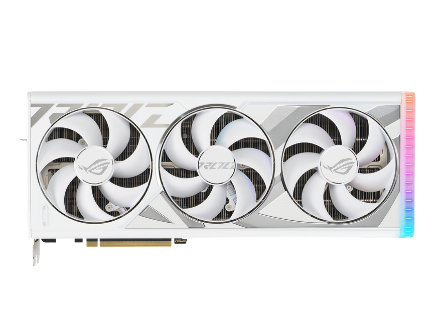 Front Side of the Rog Strix Ge Force Rtx 4090 White Edition Graphics Card